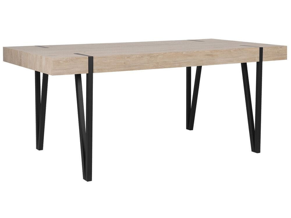 Beliani Jedálenský stôl 180 x 90 cm svetlé drevo/čierna ADENA